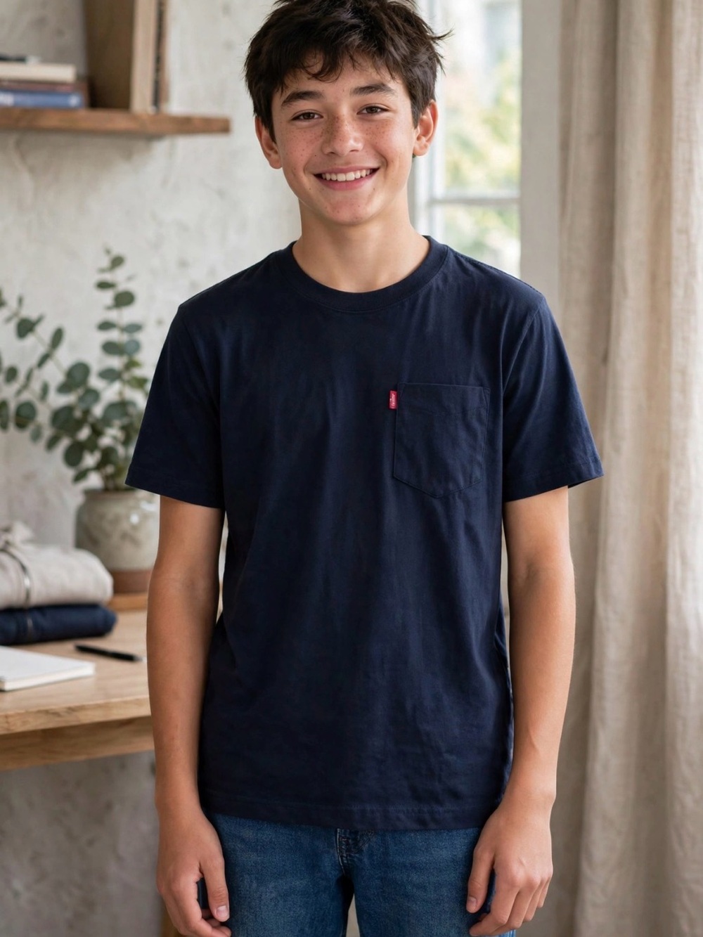 Levi's Navy Short-Sleeve Pocket Tee for Kids. New without tags